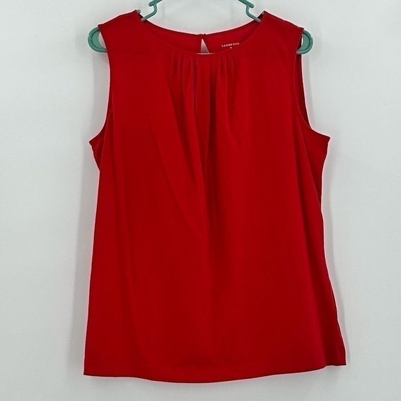 𝅺LANDS’END Women’s Red Tank Top Size Medium - Picture 1 of 7
